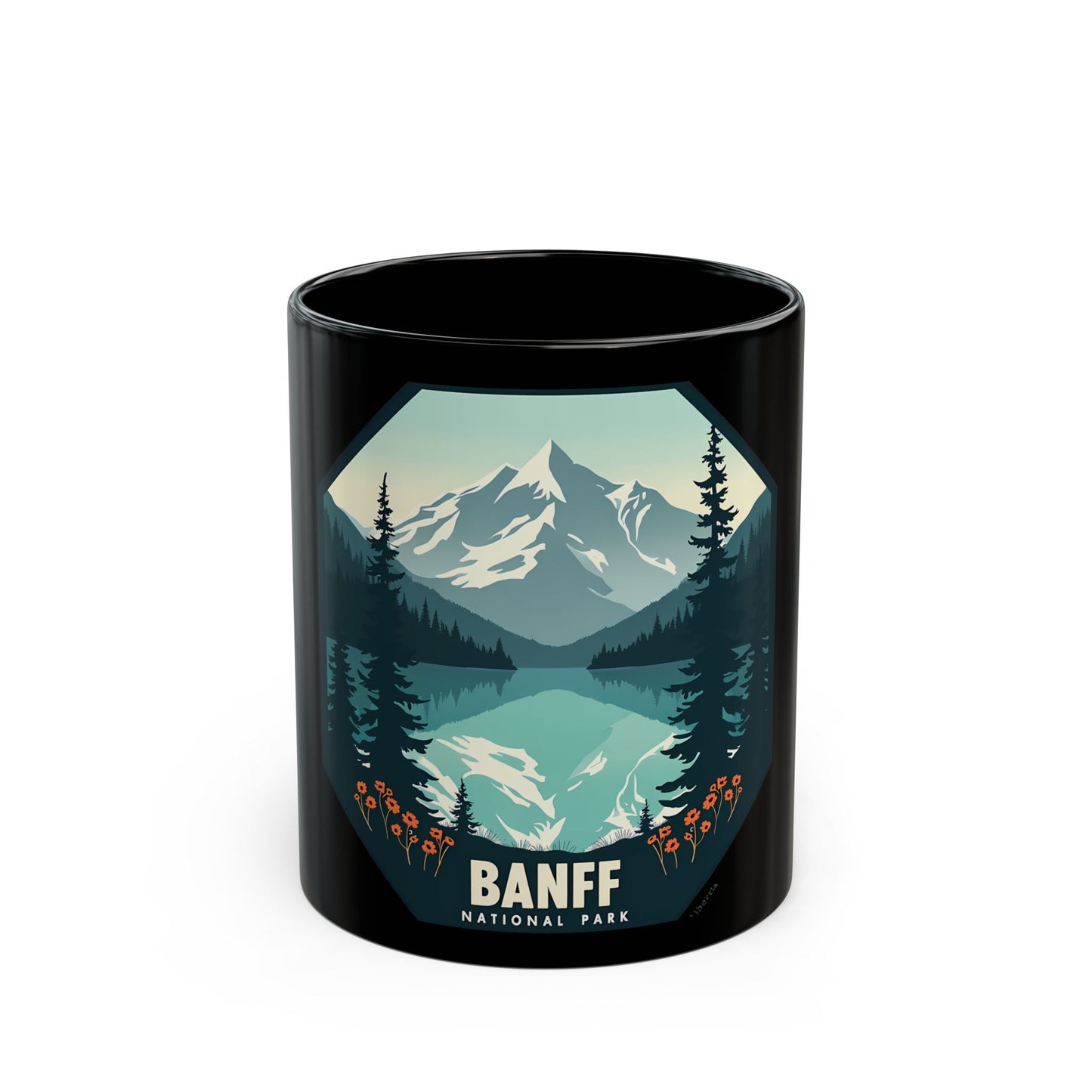 Banff National Park Scenic Mountain Landscape with Lake Reflection Ceramic Mug