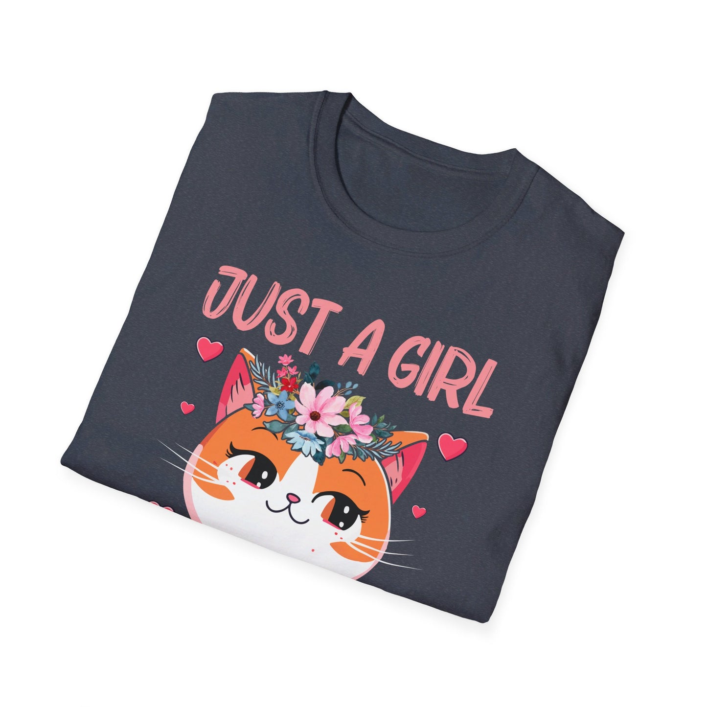 Just A Girl Who Loves Cats Floral Cat Lover T-Shirt