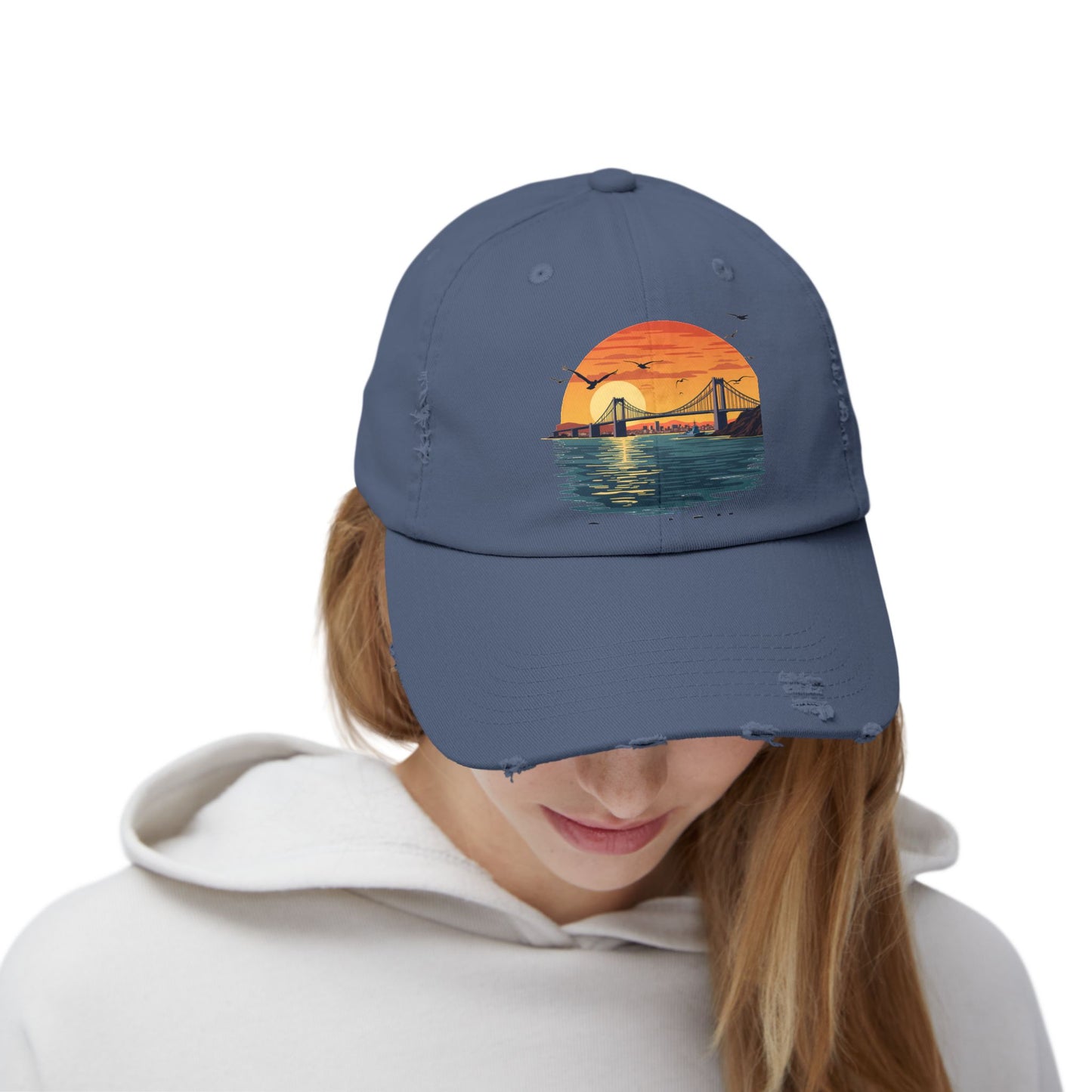 Coronado Bridge Sunset Silhouette with Seagulls and Cityscape View Cap