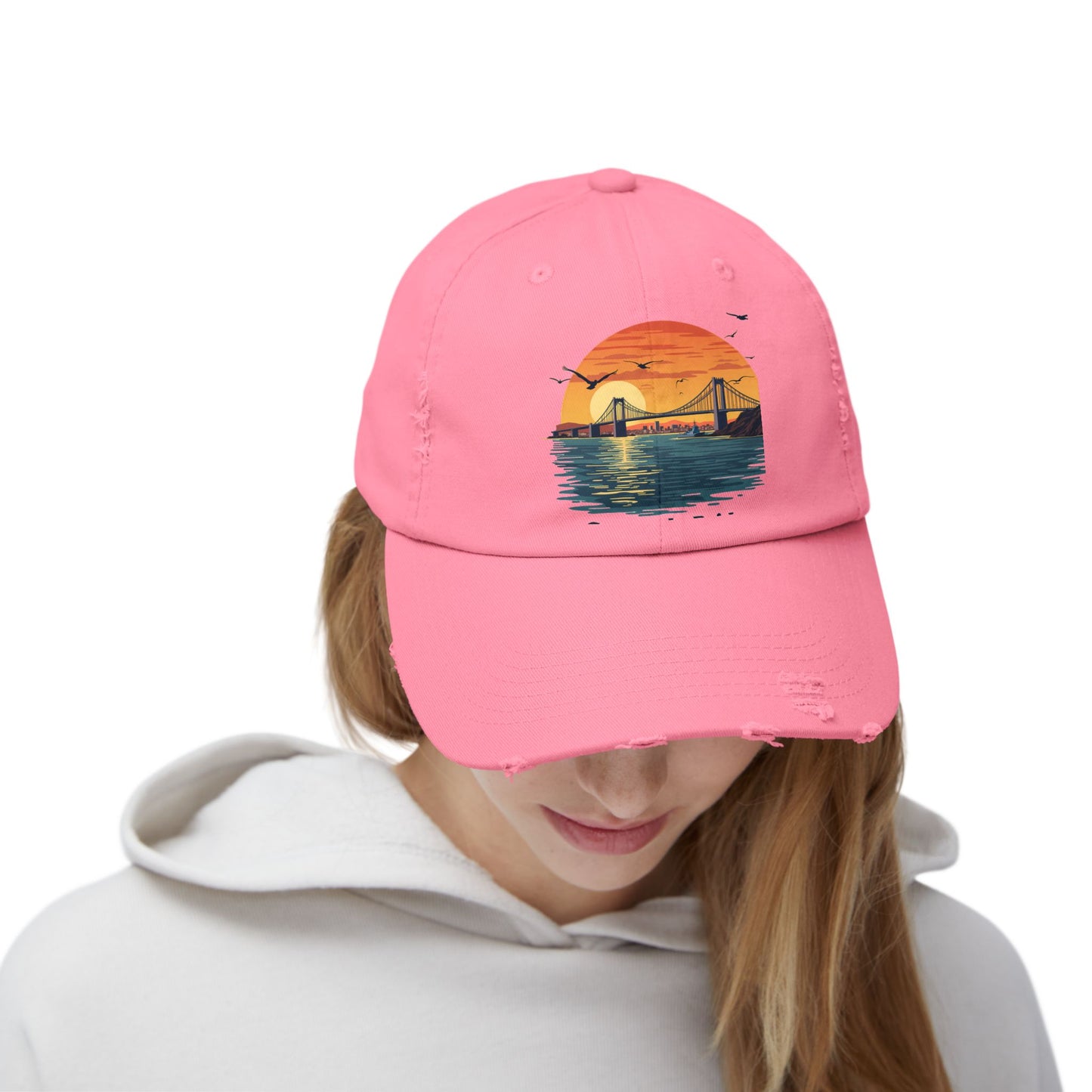 Coronado Bridge Sunset Silhouette with Seagulls and Cityscape View Cap