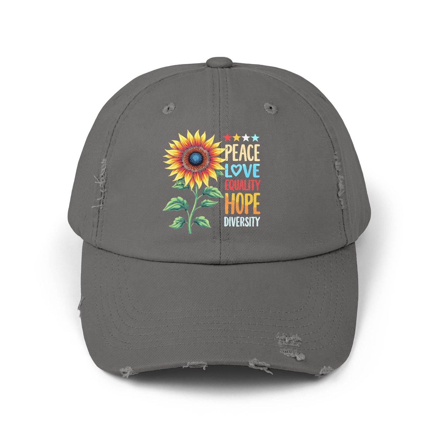 Peace Love Equality Hope Diversity Sunflower Cap