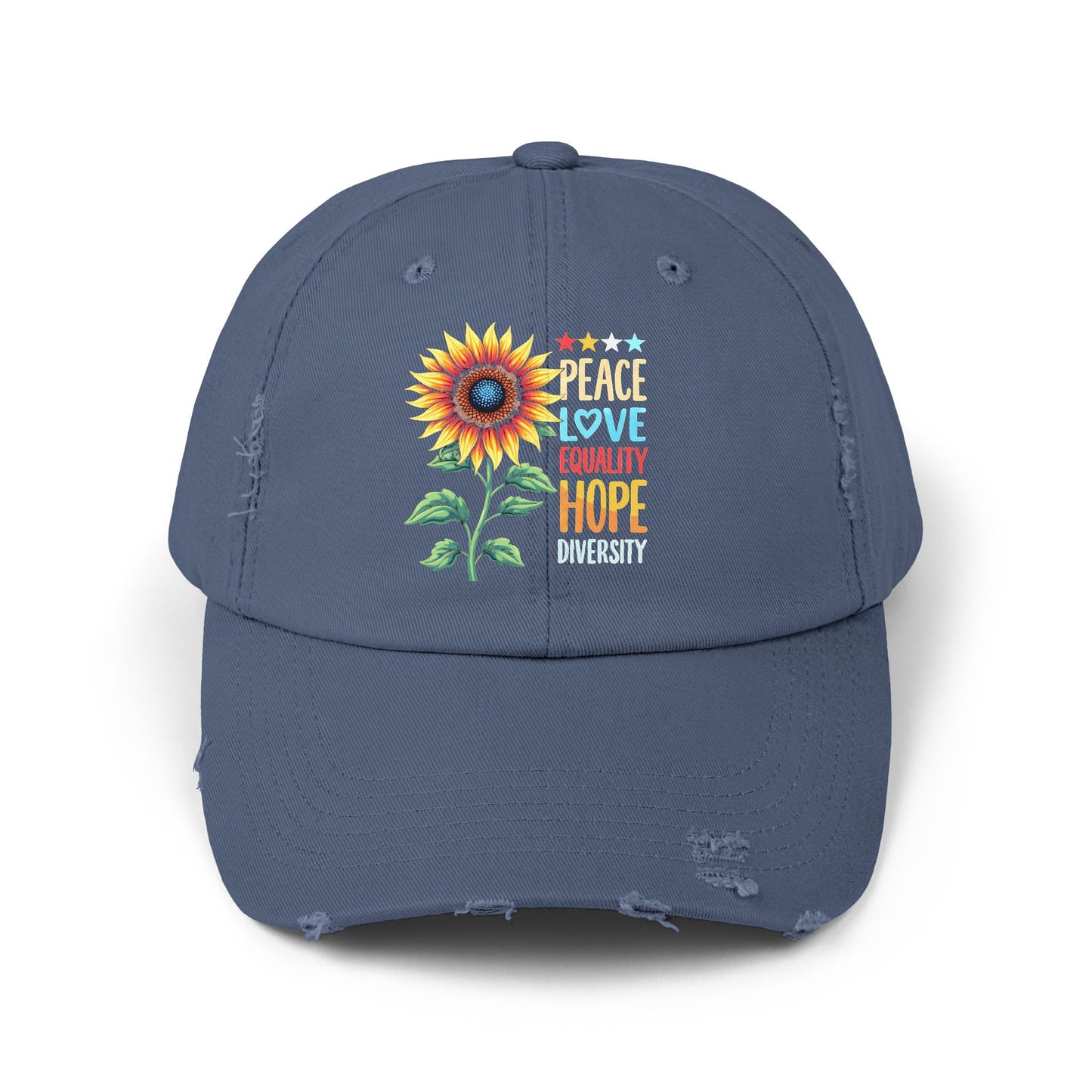Peace Love Equality Hope Diversity Sunflower Cap