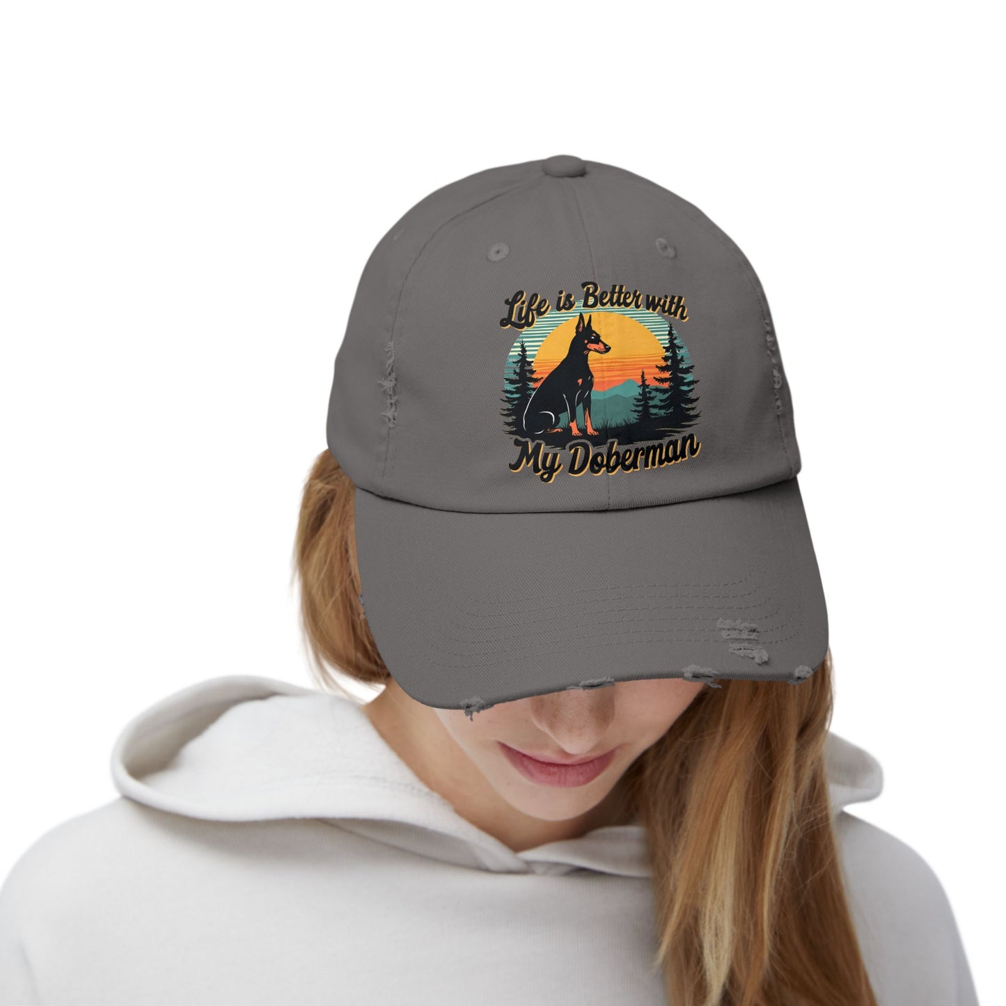 Life Is Better With My Doberman - Sunset Silhouette Cap