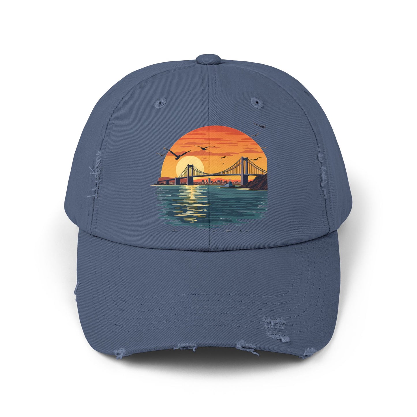 Coronado Bridge Sunset Silhouette with Seagulls and Cityscape View Cap