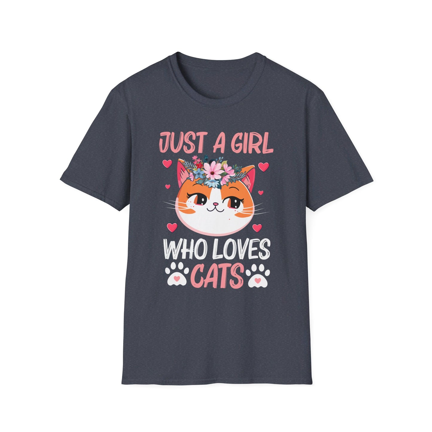Just A Girl Who Loves Cats Floral Cat Lover T-Shirt