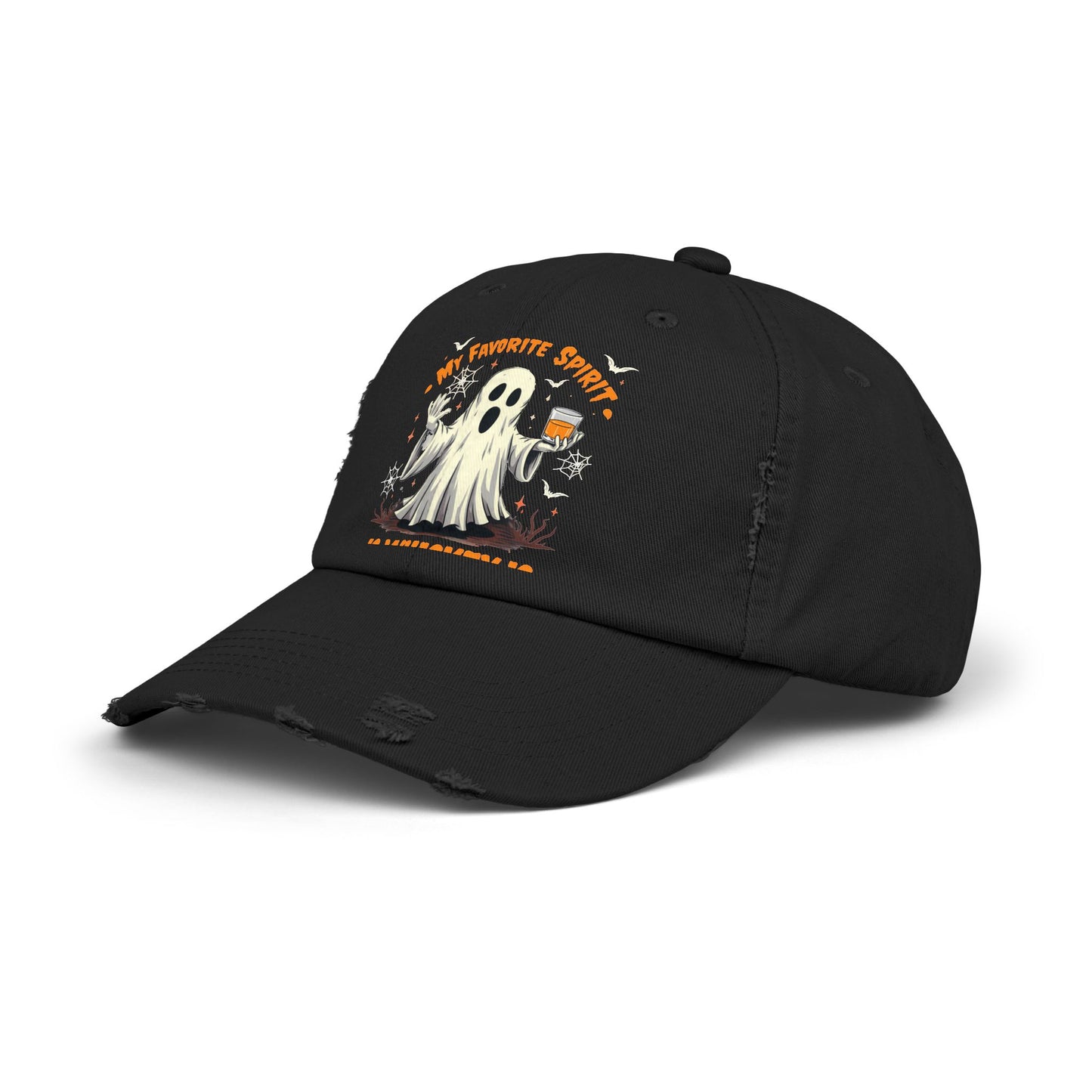 My Favorite Spirit Is Whiskey Ghost Fun Halloween Design Cap