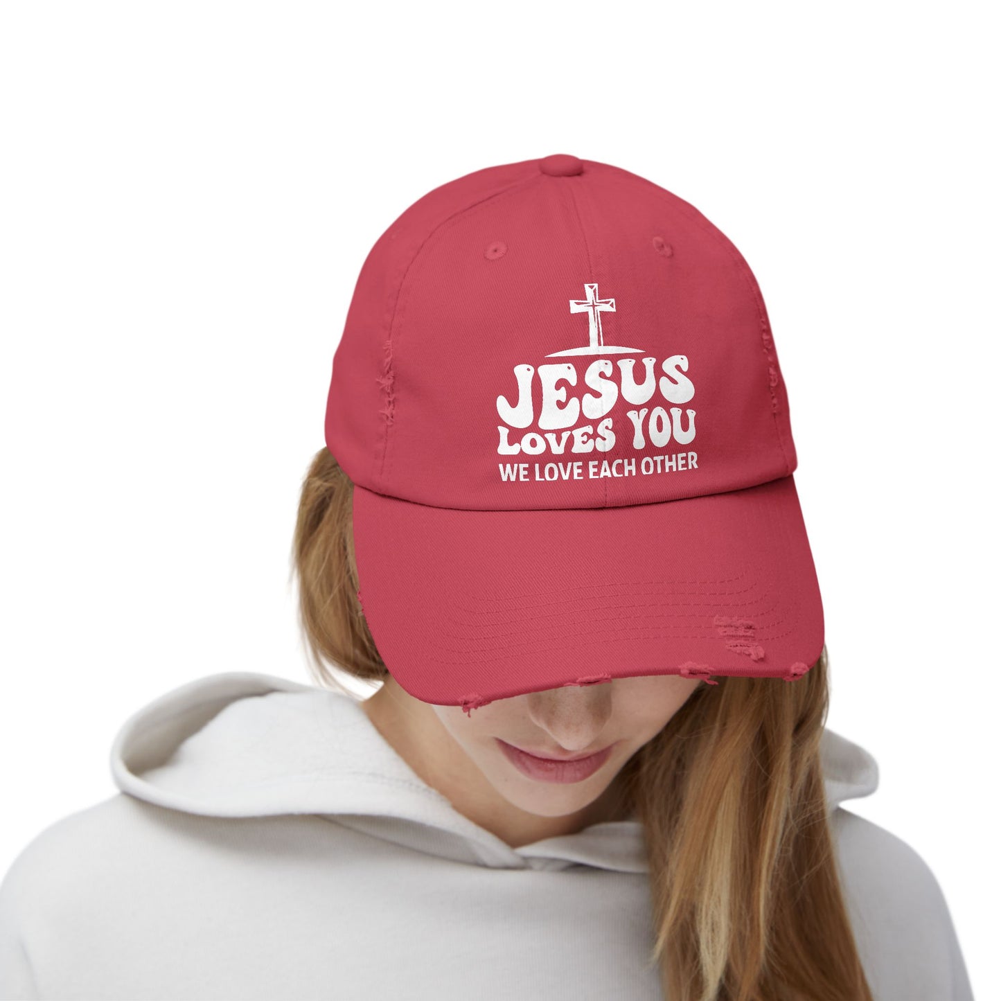 Jesus Loves You 1 John 4:19 Verse Cross Cap