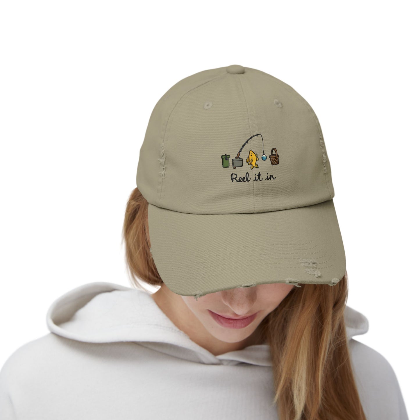 Reel It In Fishing Adventure Illustration That Captures the Joy of Angling and Outdoor Fun Cap