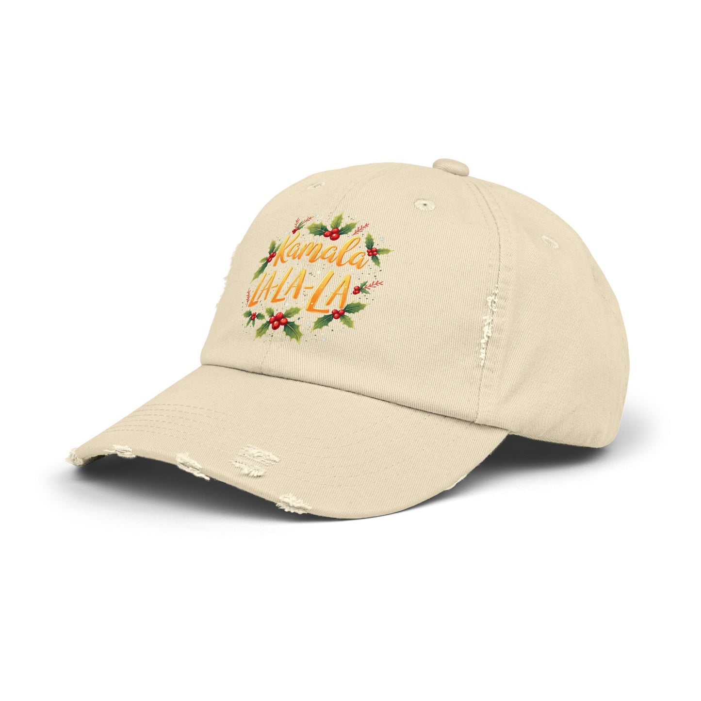 Kamala La-La-La Festive Holiday Cheer with Holly Berries and Snowflakes Cap