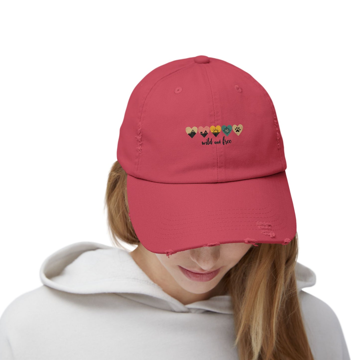 Wild And Free Heart Icons for Nature Lovers and Adventurers Cap