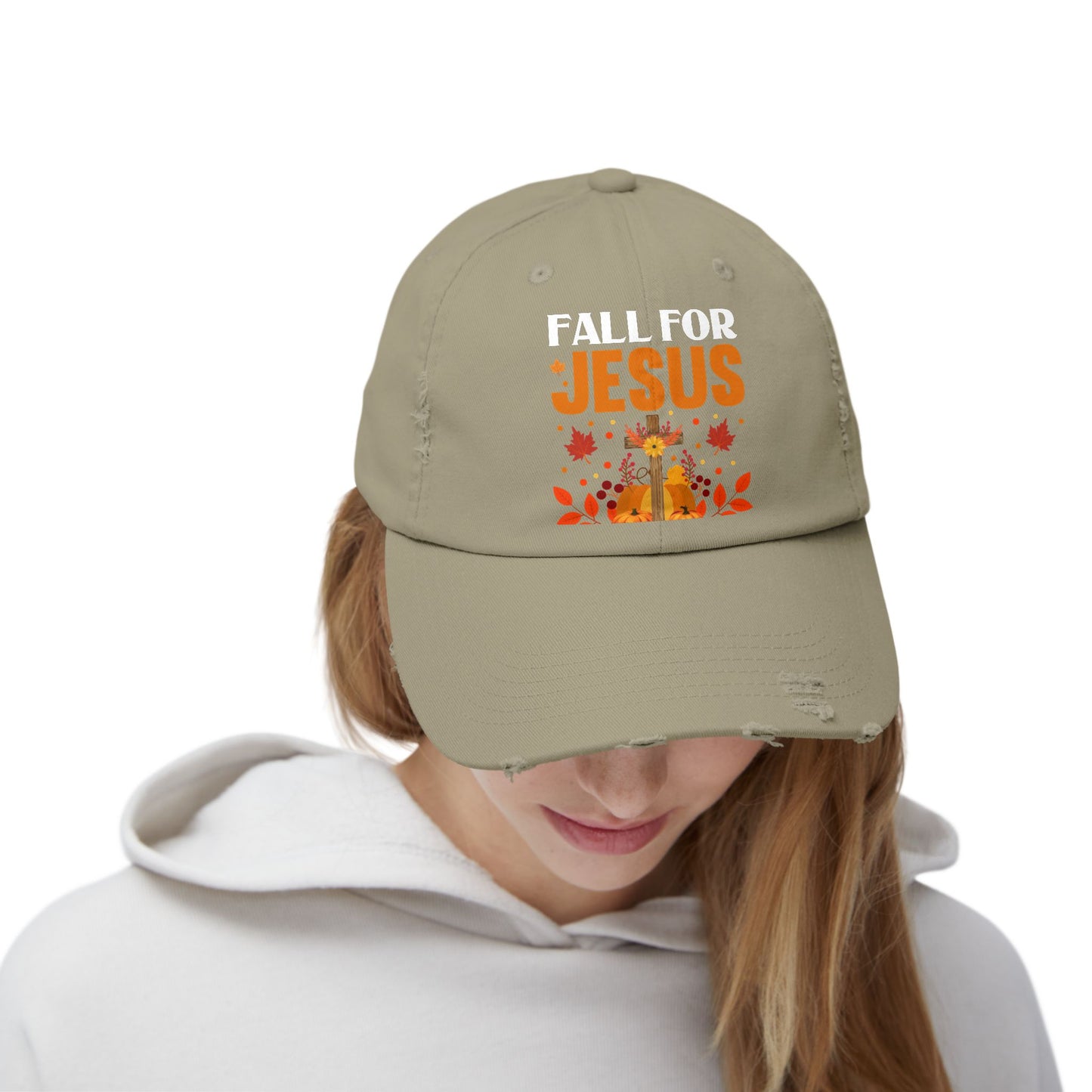 Fall For Jesus He Never Leaves Autumn Faith Cap