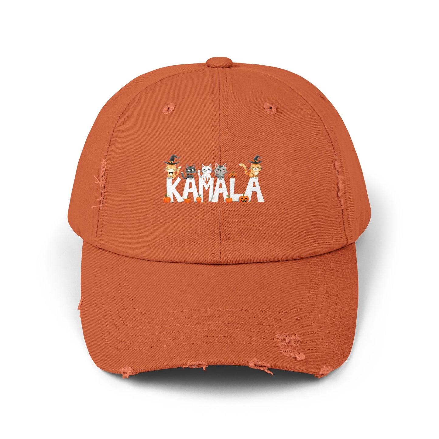 Kamala Halloween Cats With Pumpkins Cap