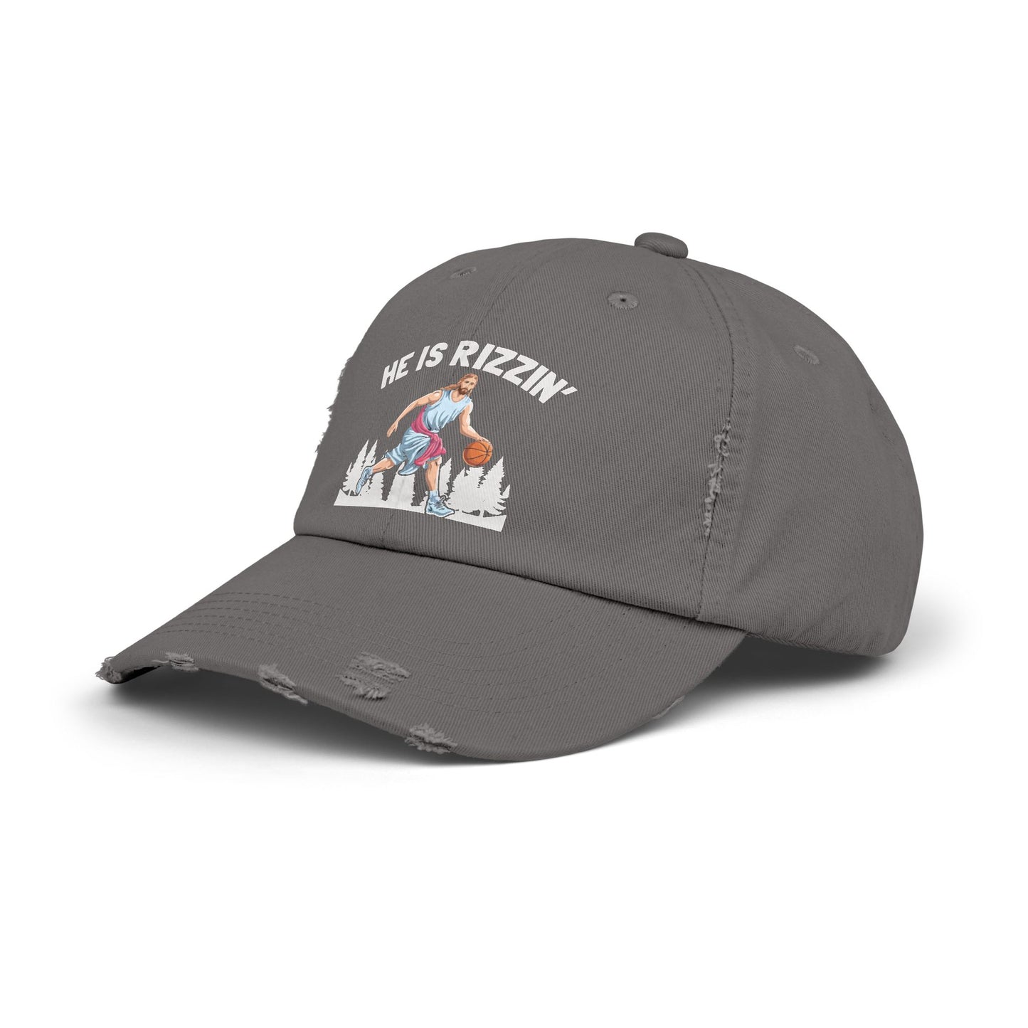 He Is Rizzin' Basketball Icon in Nature Scene Cap
