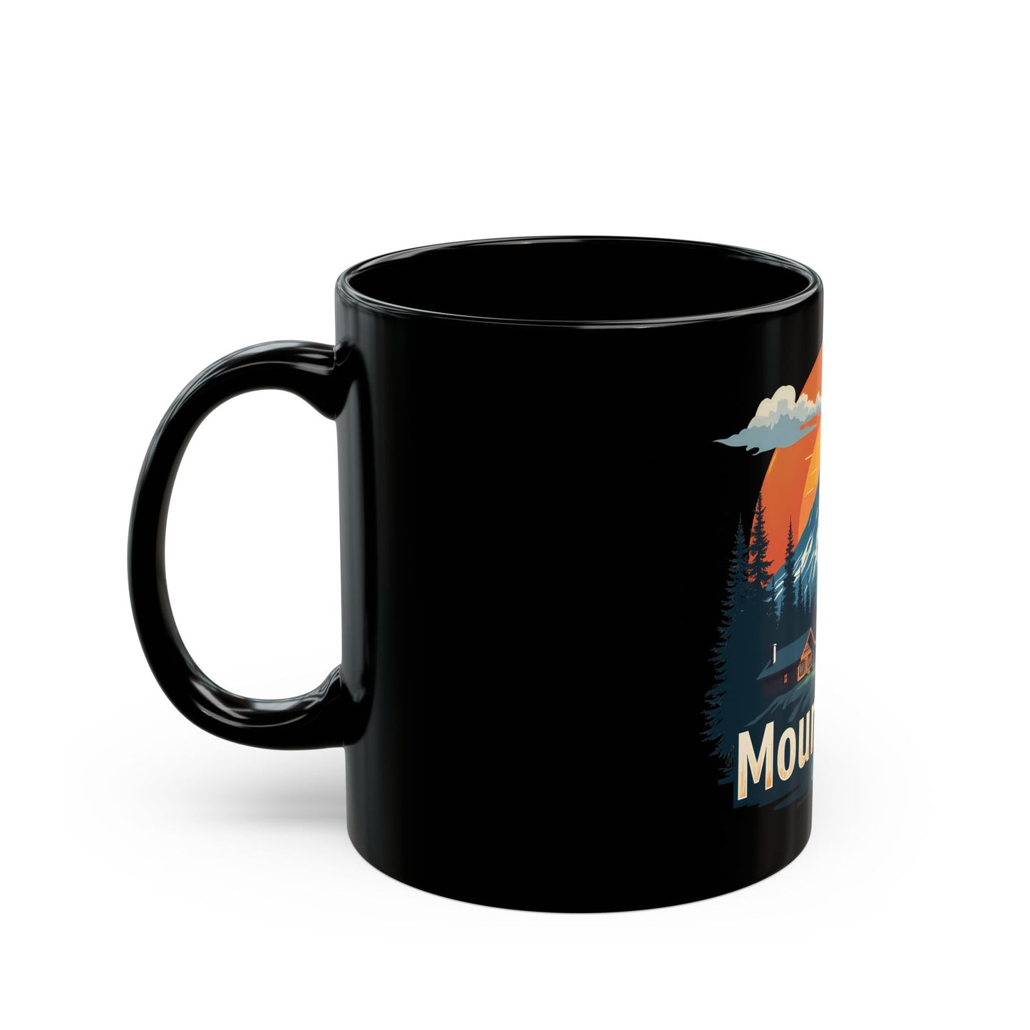 Mount Hood Oregon Sunset Landscape with Cabin and Pine Trees Ceramic Mug