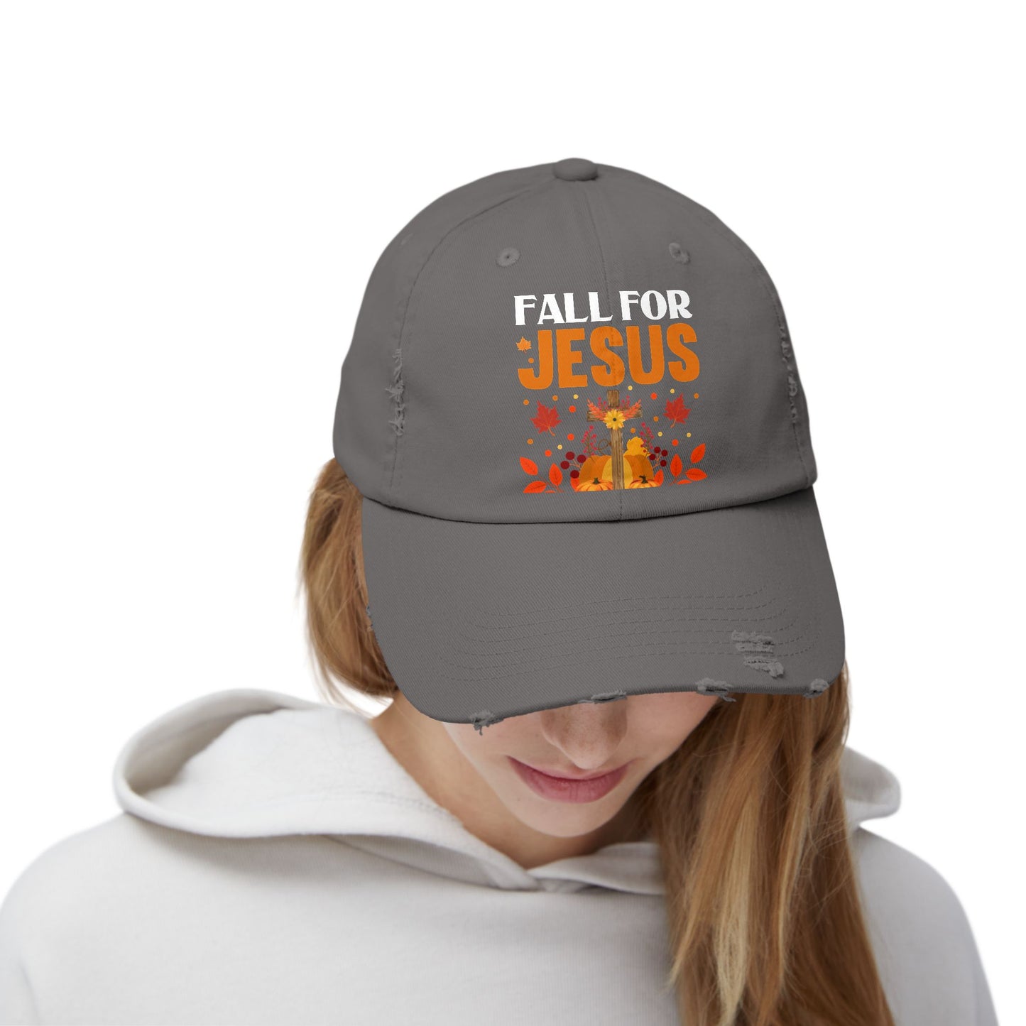 Fall For Jesus He Never Leaves Autumn Faith Cap