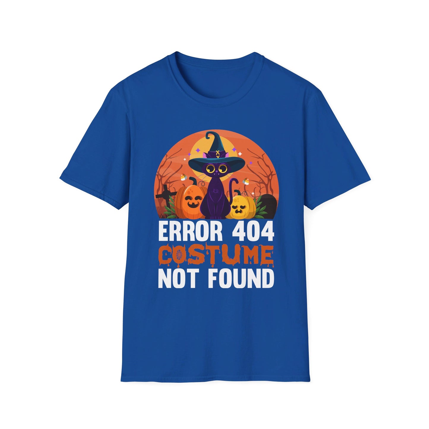 Error 404 Costume Not Found Funny Halloween Witch Cat Pumpkin T-Shirt