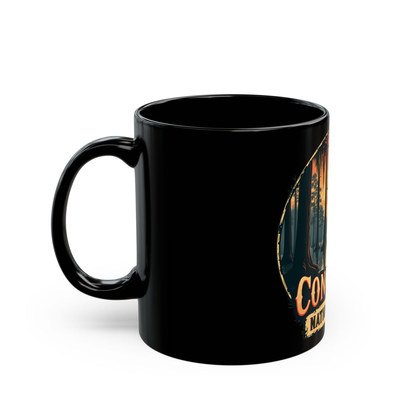 Congaree National Park Sunset Scene with Trees and River Ceramic Mug