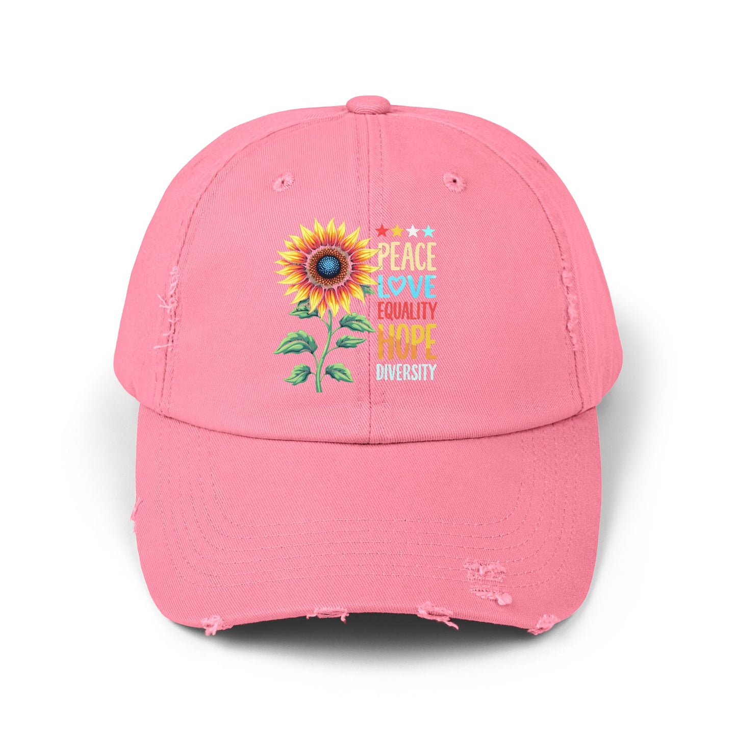 Peace Love Equality Hope Diversity Sunflower Cap