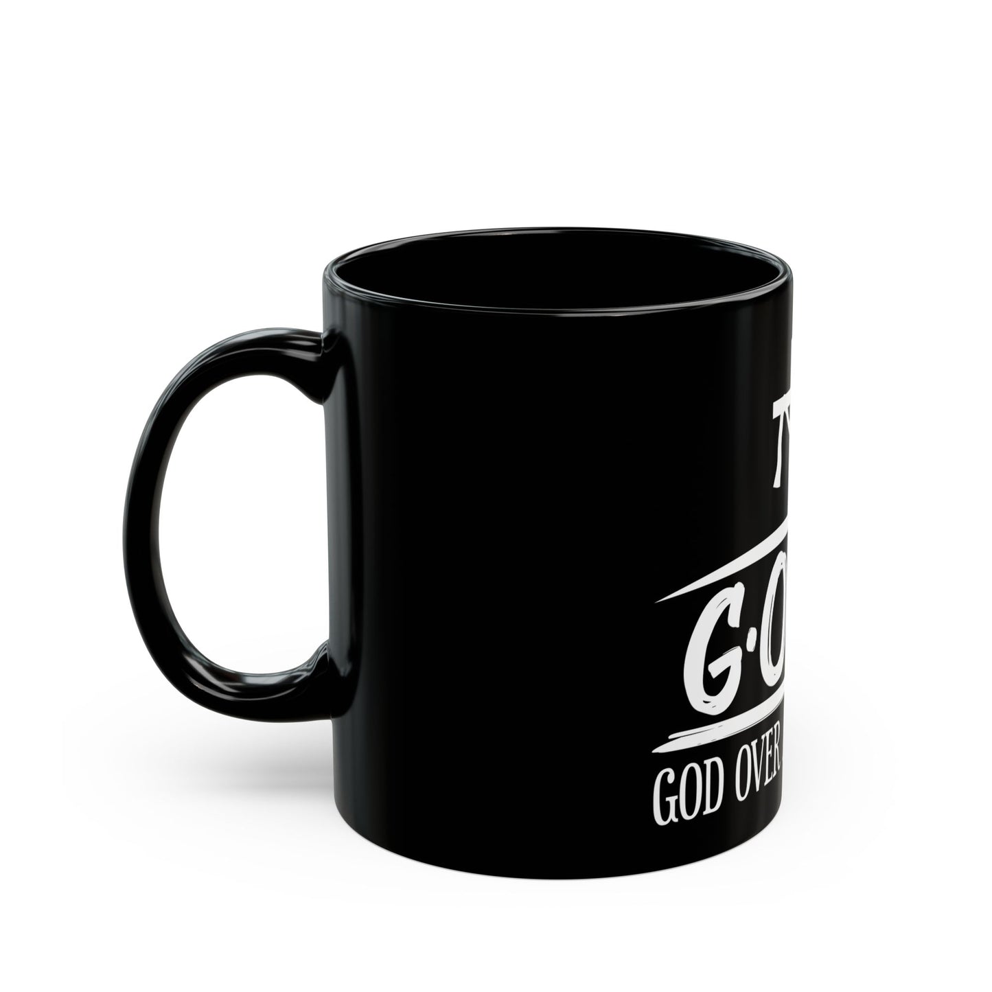 God Over All Things Faithful Expression with Cross Symbol Ceramic Mug