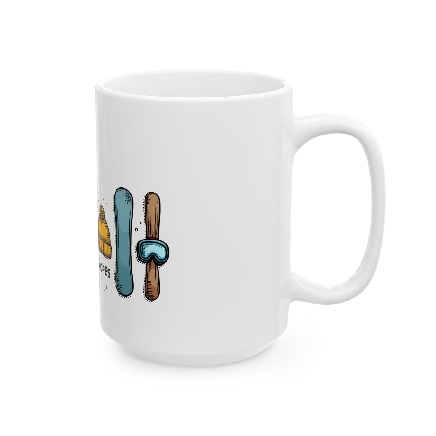 Shred the Slopes Illustration With Snowboarding Gear and Winter Apparel Elements Ceramic Mug
