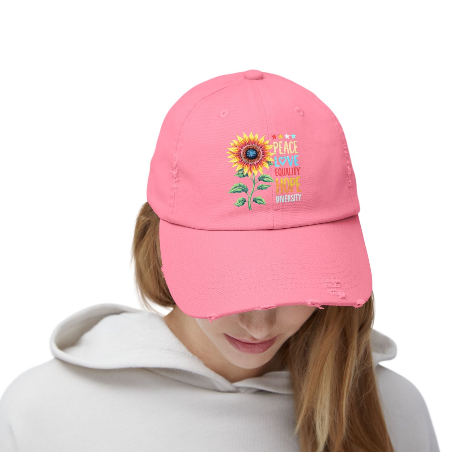 Peace Love Equality Hope Diversity Sunflower Cap