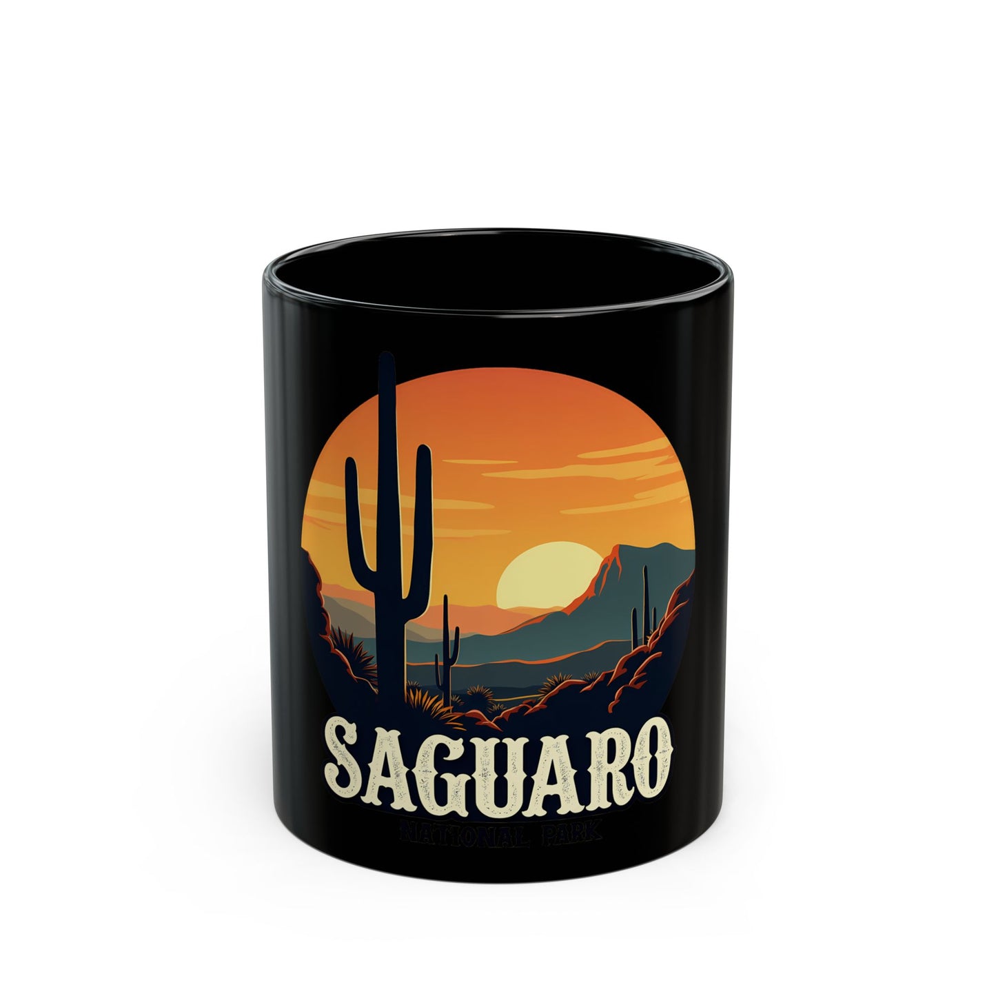 Saguaro National Park Sunset Cactus Landscape Vintage Poster Ceramic Mug