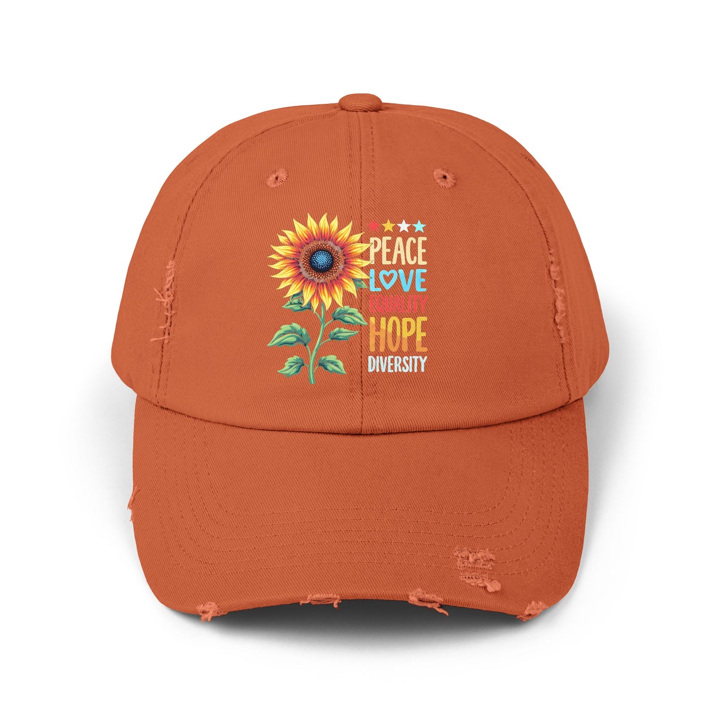 Peace Love Equality Hope Diversity Sunflower Cap