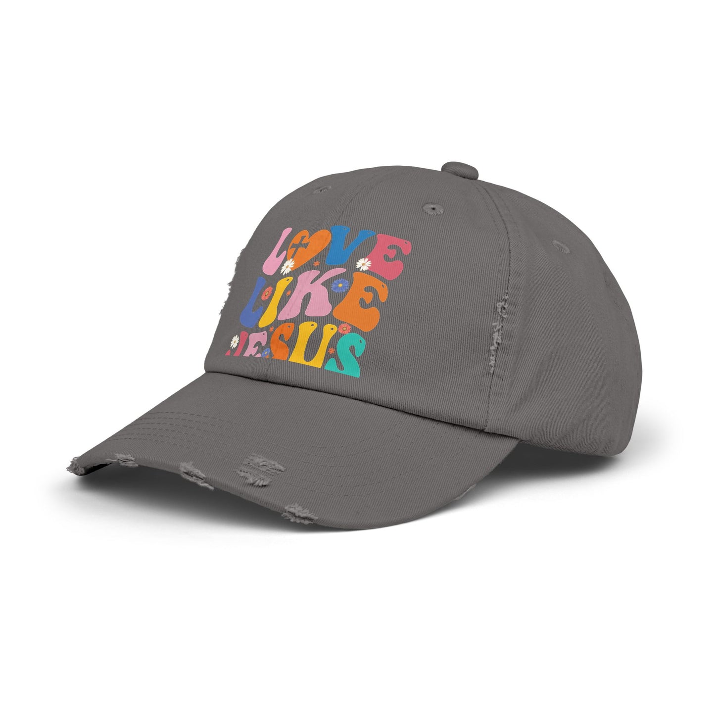 Love Like Jesus Inspirational Message with Cross and Flowers Cap