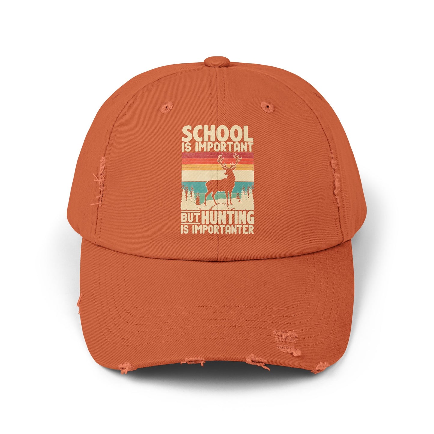 School Is Important But Hunting Is Importanter Deer Silhouette Cap