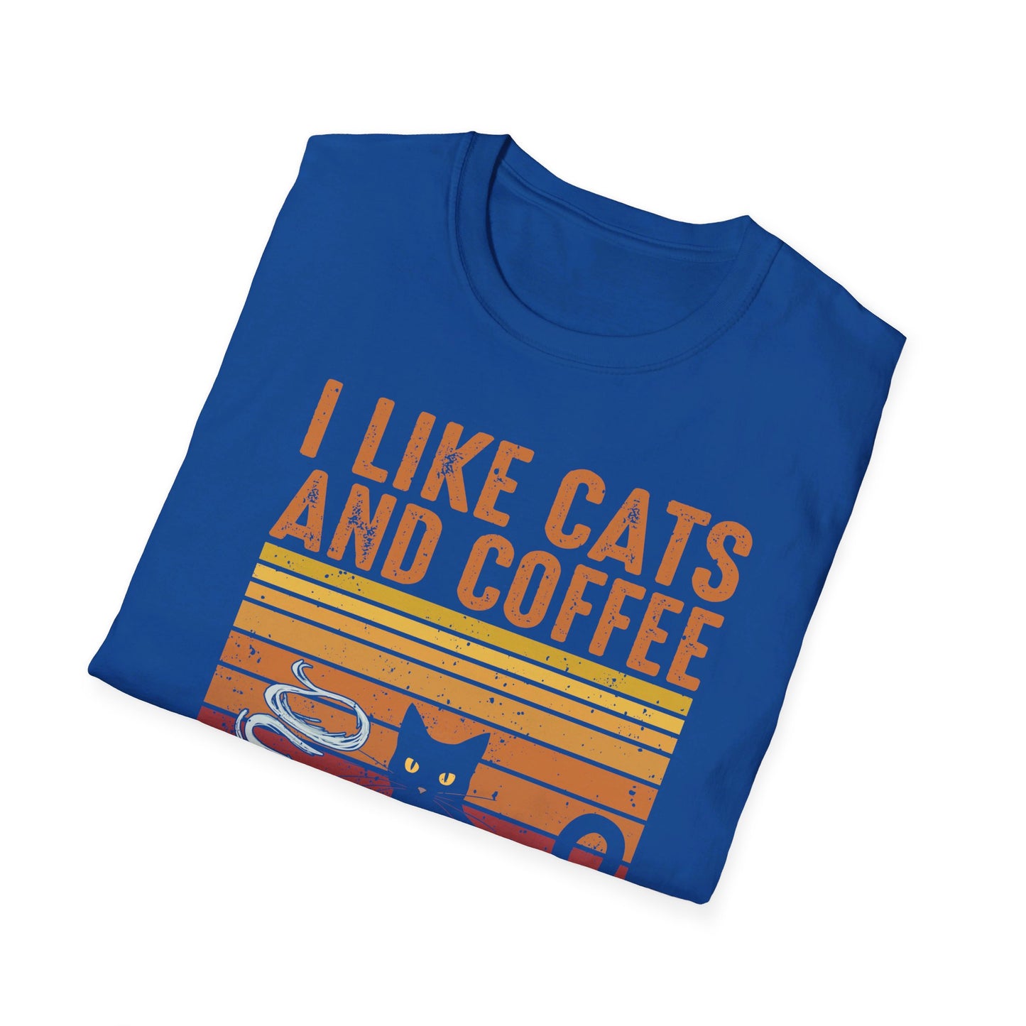 I Like Cats And Coffee And Maybe 3 People - Retro Cat Lover Coffee Enthusiast T-Shirt