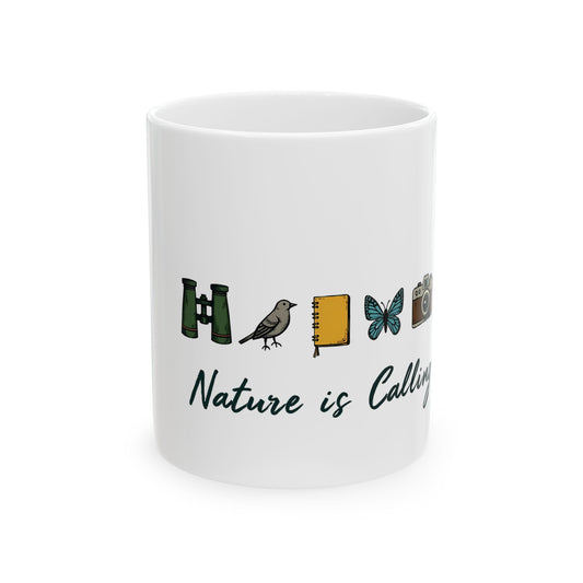 Nature Is Calling Adventure Enthusiasts Design Ceramic Mug