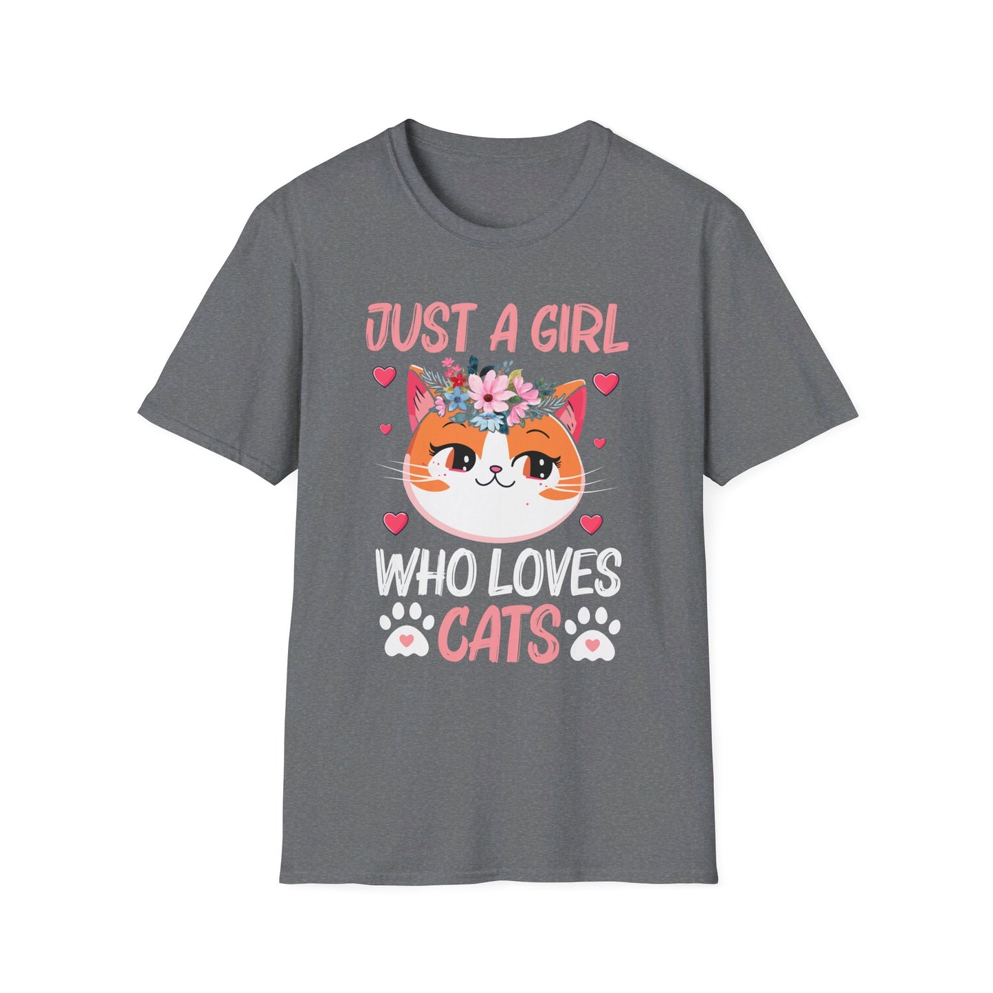 Just A Girl Who Loves Cats Floral Cat Lover T-Shirt