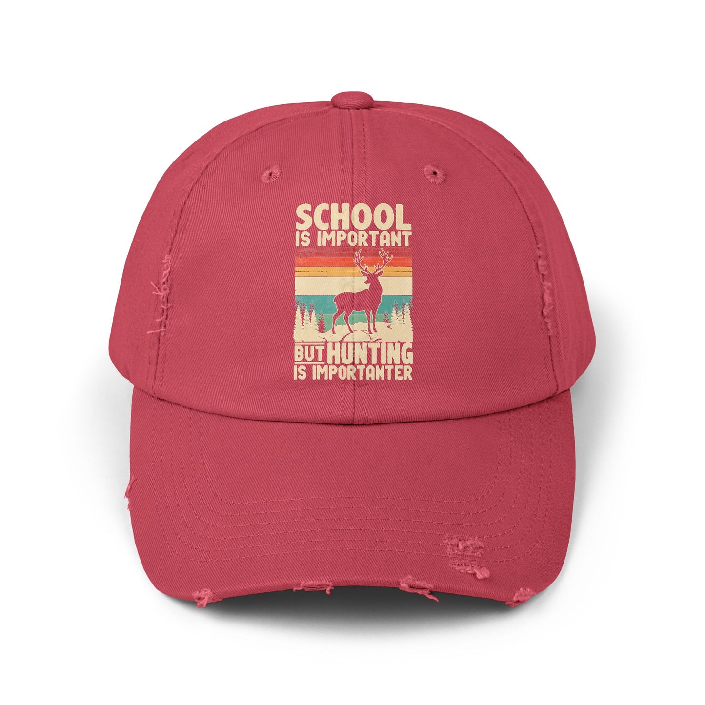 School Is Important But Hunting Is Importanter Deer Silhouette Cap