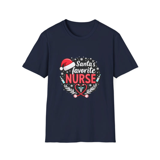 Santa's Favorite Nurse Festive Holiday Design for Nurses T-Shirt