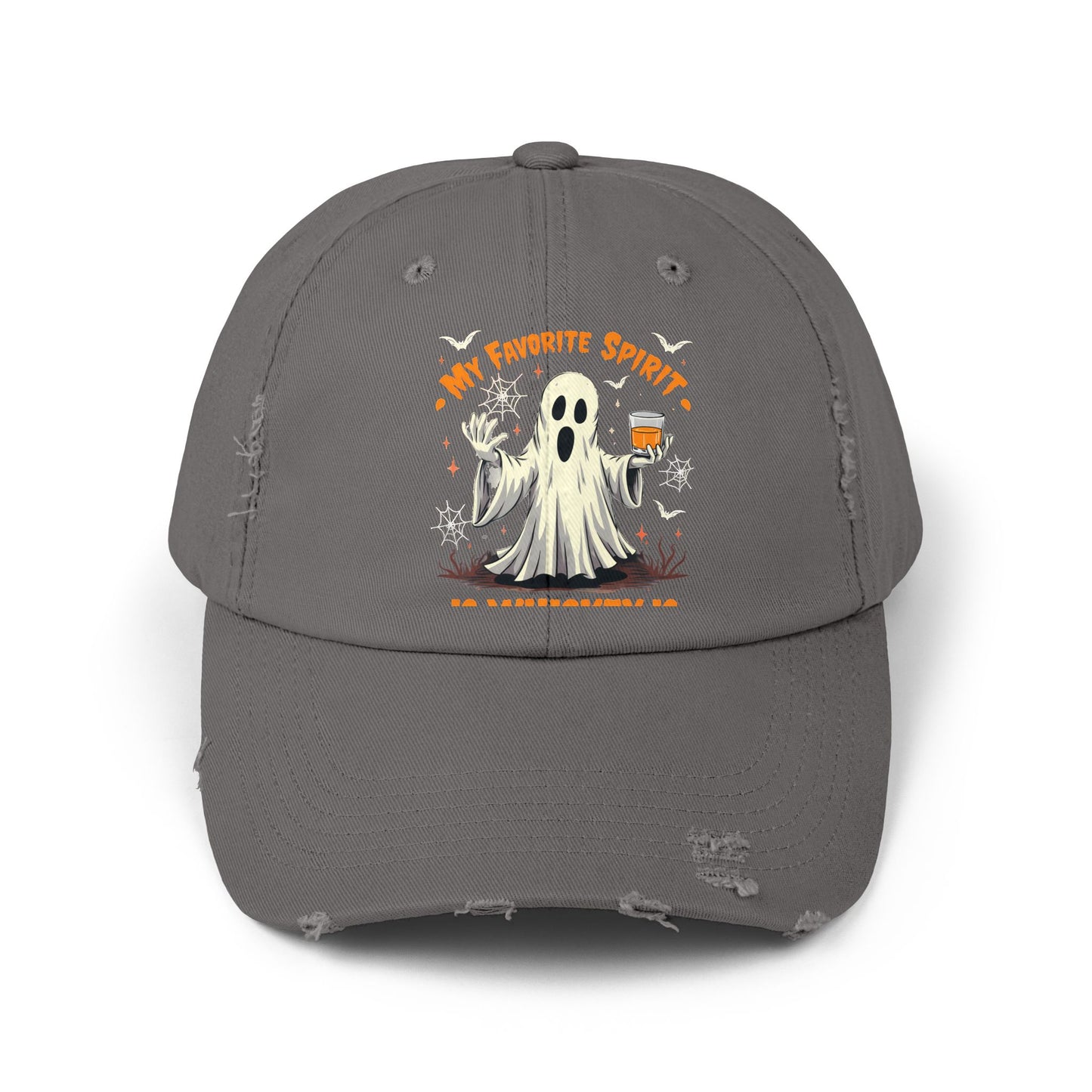 My Favorite Spirit Is Whiskey Ghost Fun Halloween Design Cap