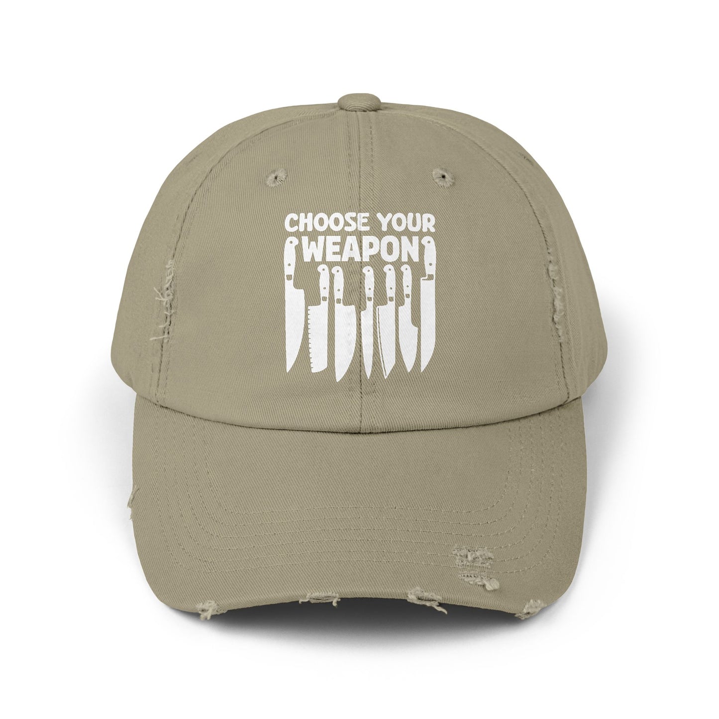 Choose Your Weapon Chef Knife Humor Cap