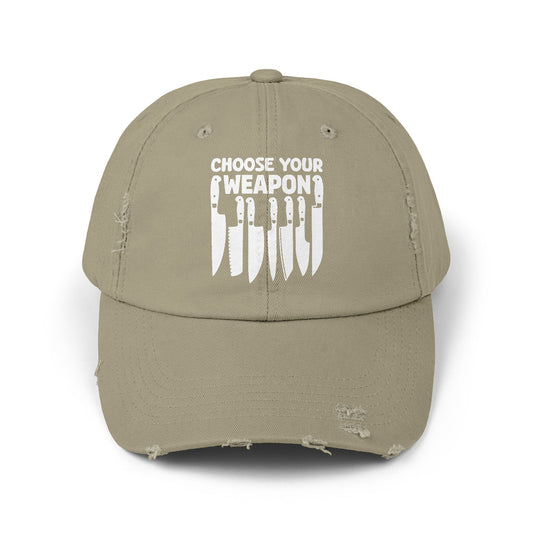 Choose Your Weapon Chef Knife Humor Cap