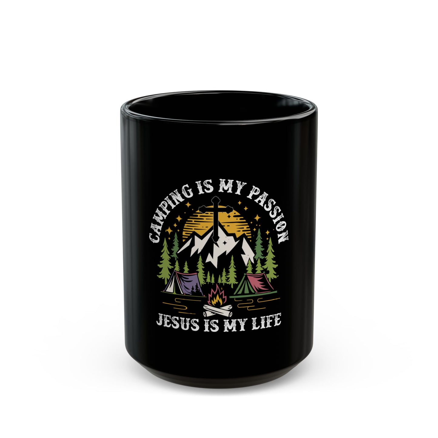 Camping Is My Passion Jesus Is My Life Nature Adventure Ceramic Mug