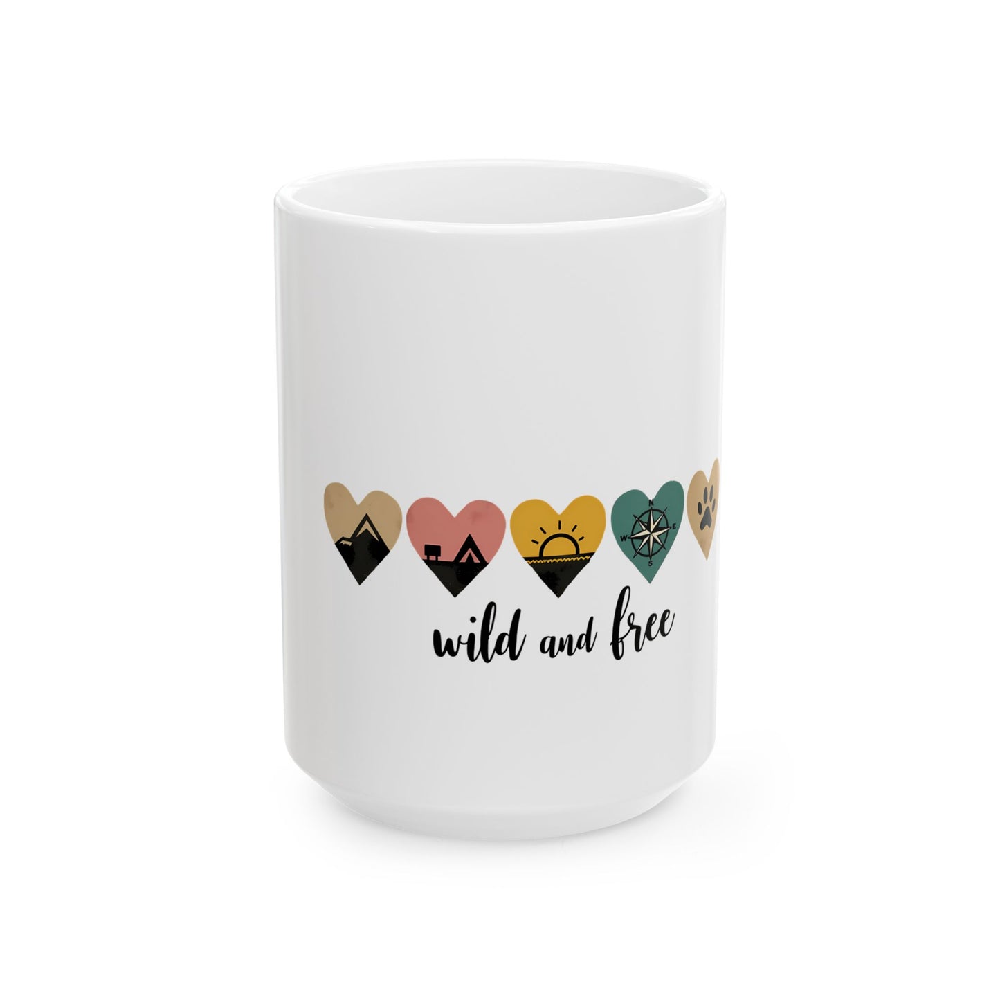 Wild And Free Heart Icons for Nature Lovers and Adventurers Ceramic Mug