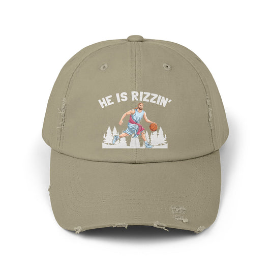 He Is Rizzin' Basketball Icon in Nature Scene Cap