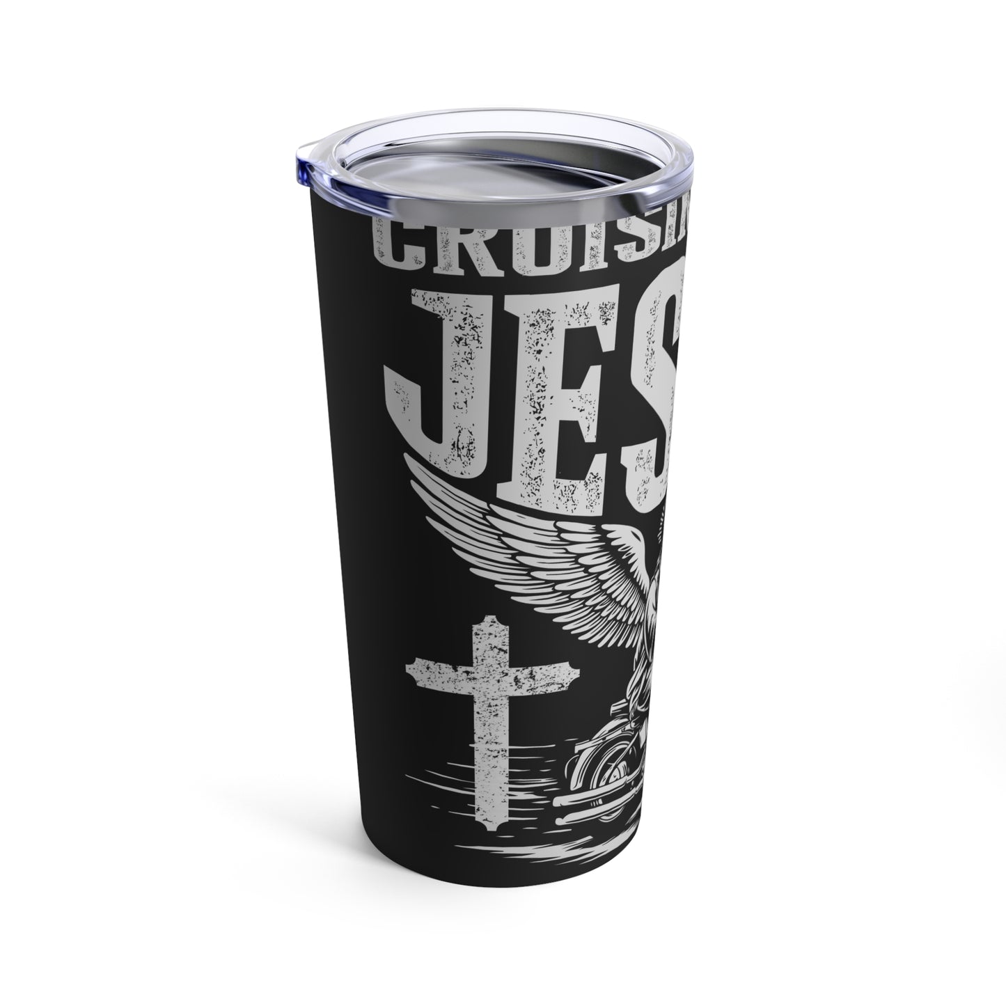 Cruisin' With Jesus Fueled by Faith Motorcycle Tumbler