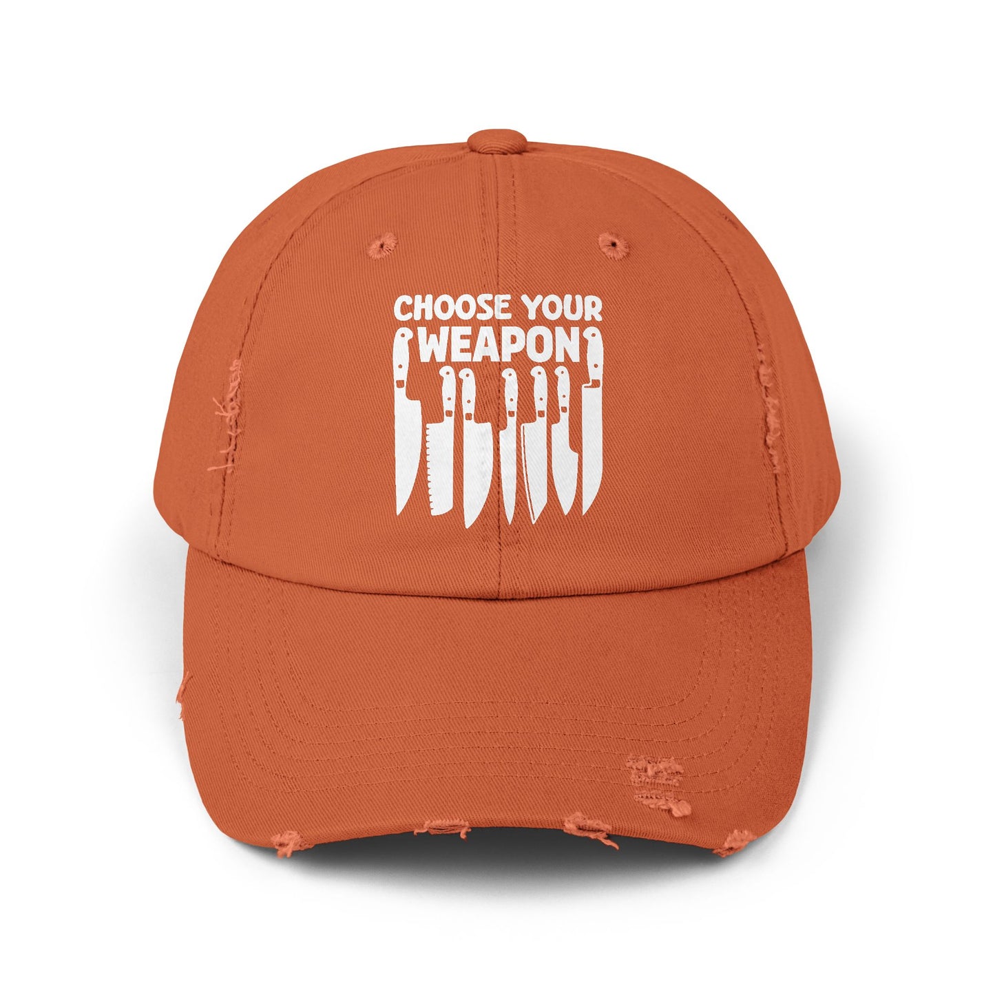 Choose Your Weapon Chef Knife Humor Cap