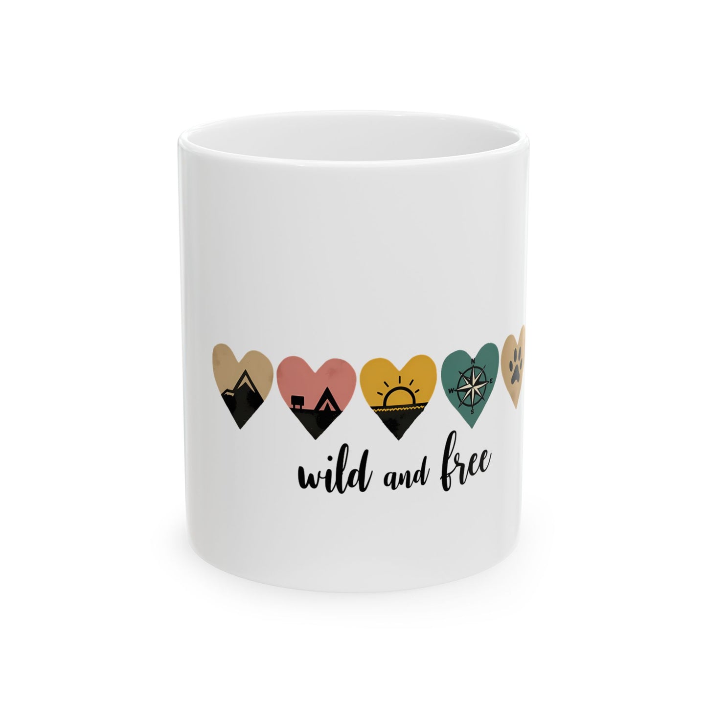 Wild And Free Heart Icons for Nature Lovers and Adventurers Ceramic Mug