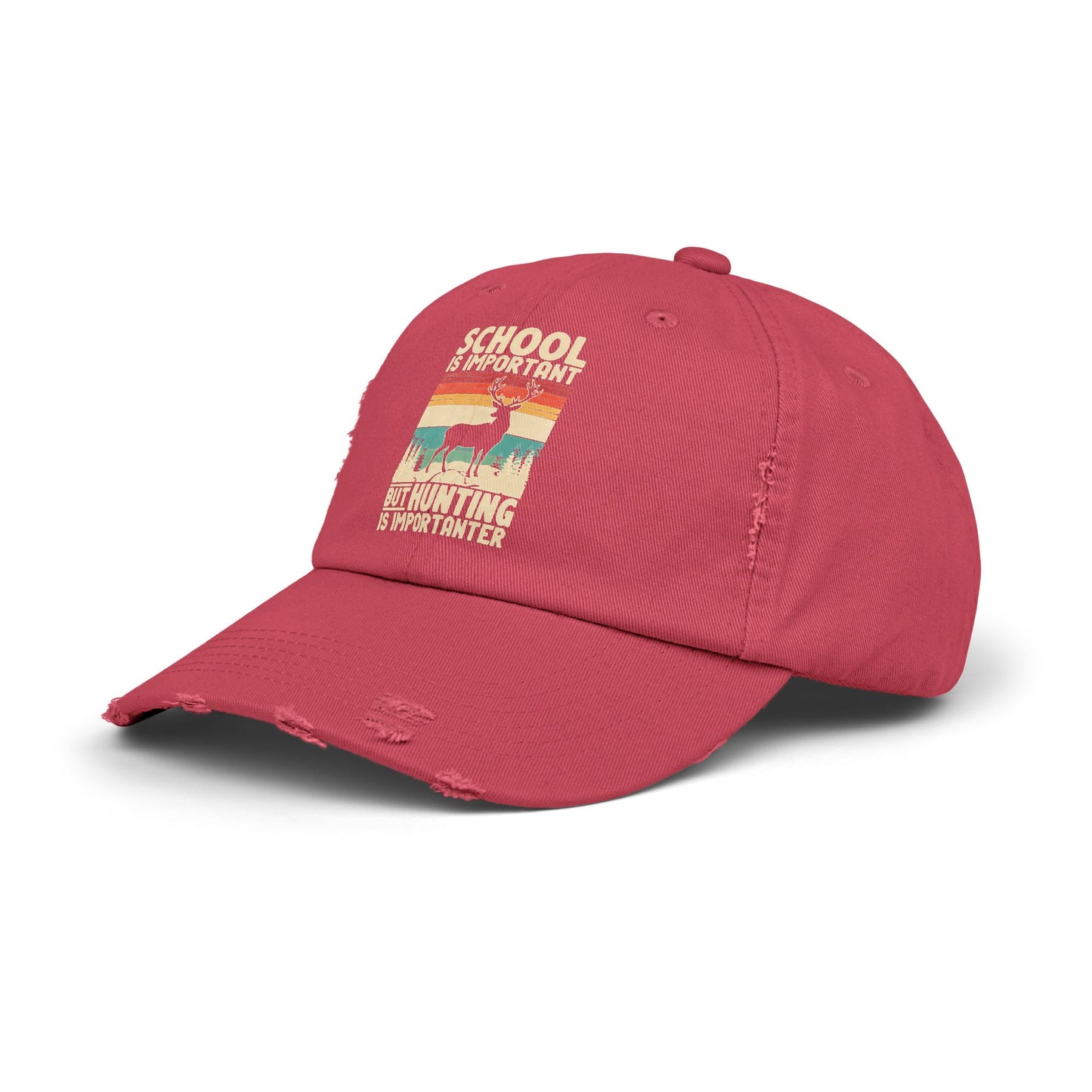 School Is Important But Hunting Is Importanter Deer Silhouette Cap
