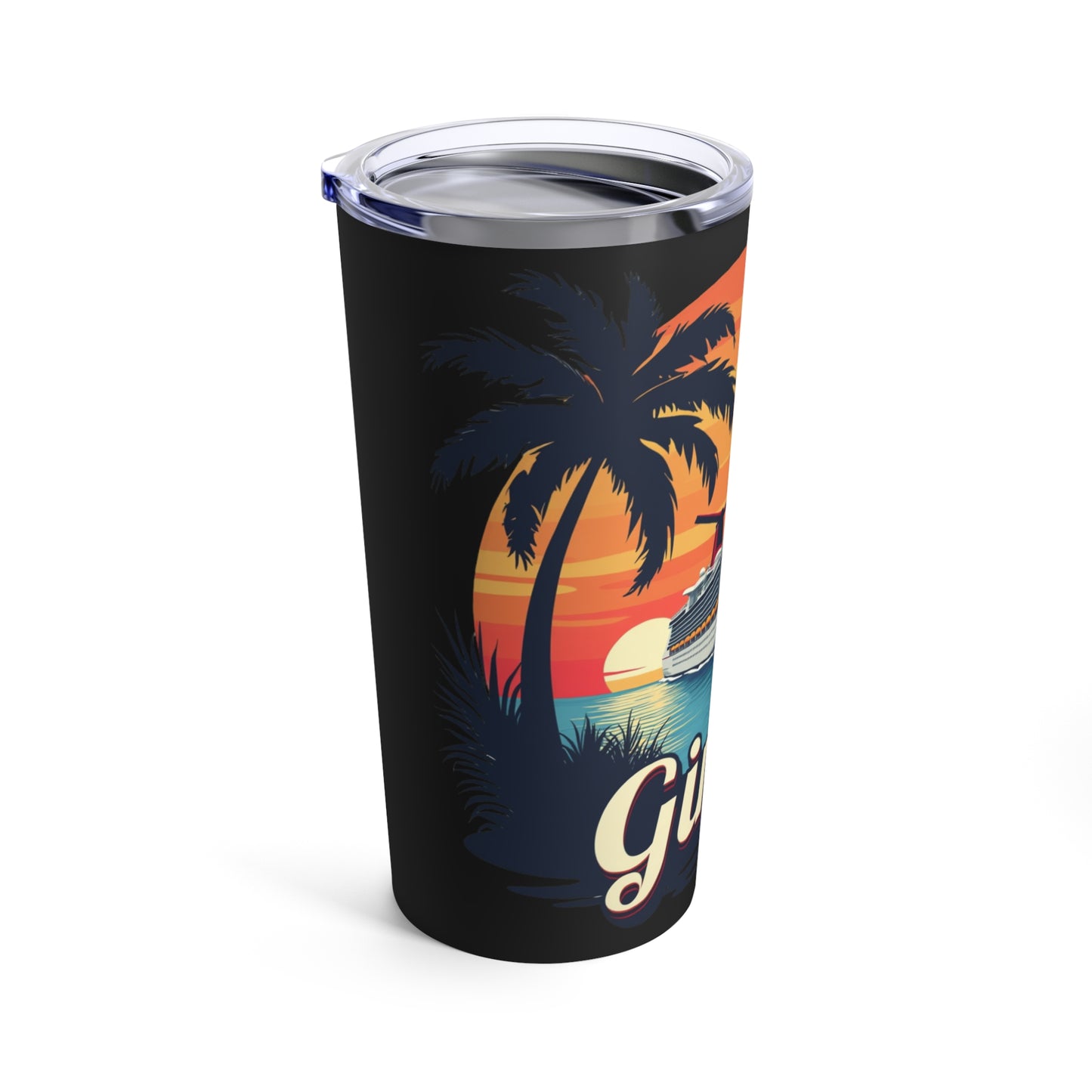 Girls Trip Tropical Sunset Cruise Adventure with Palm Trees Tumbler