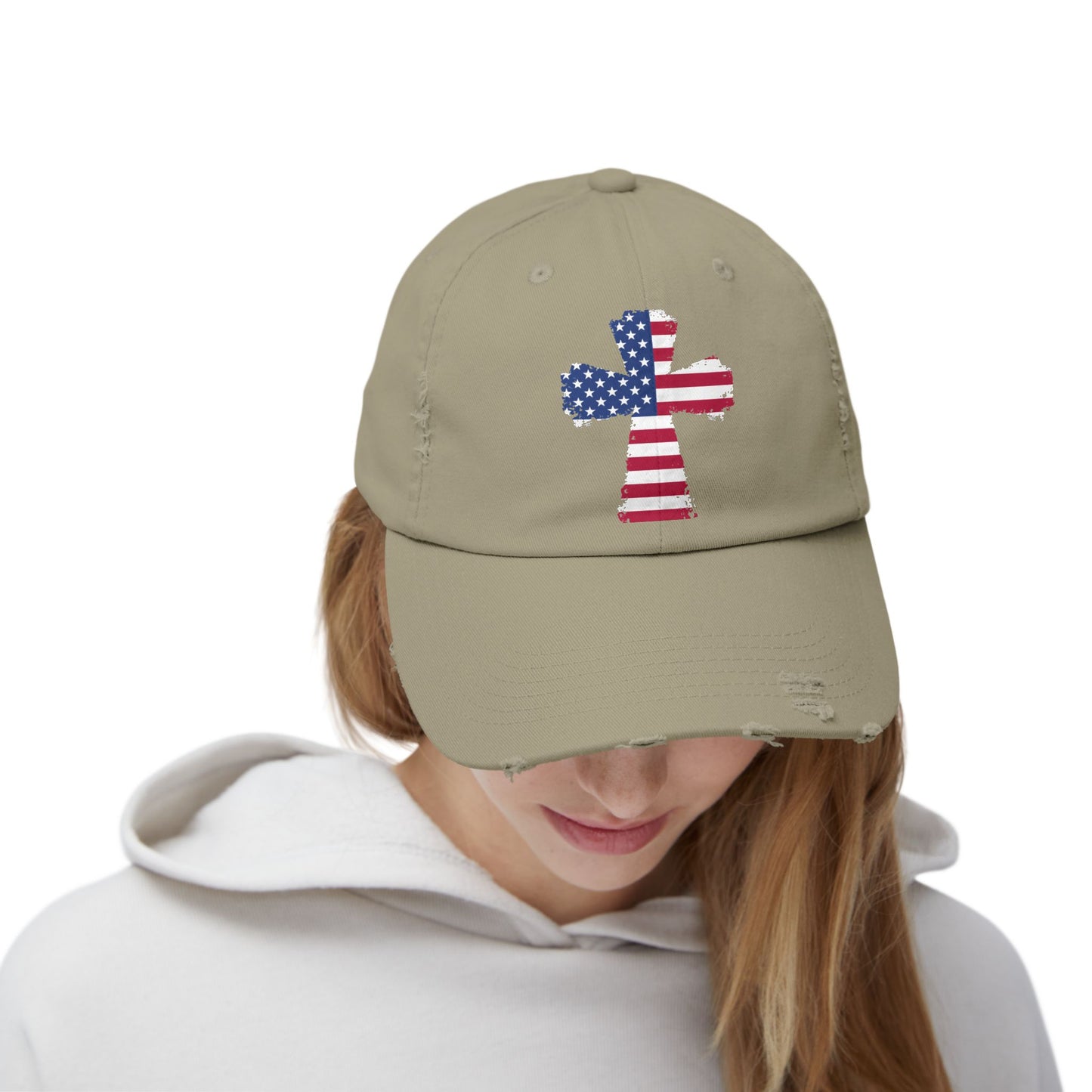 Faith Over Fear American Cross Flag Design Cap