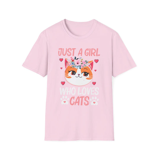 Just A Girl Who Loves Cats Floral Cat Lover T-Shirt