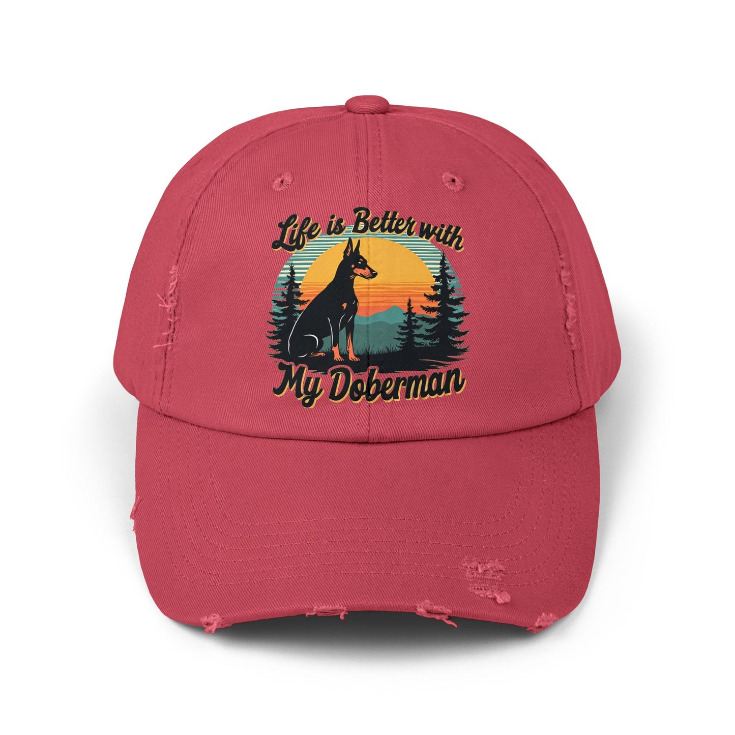 Life Is Better With My Doberman - Sunset Silhouette Cap