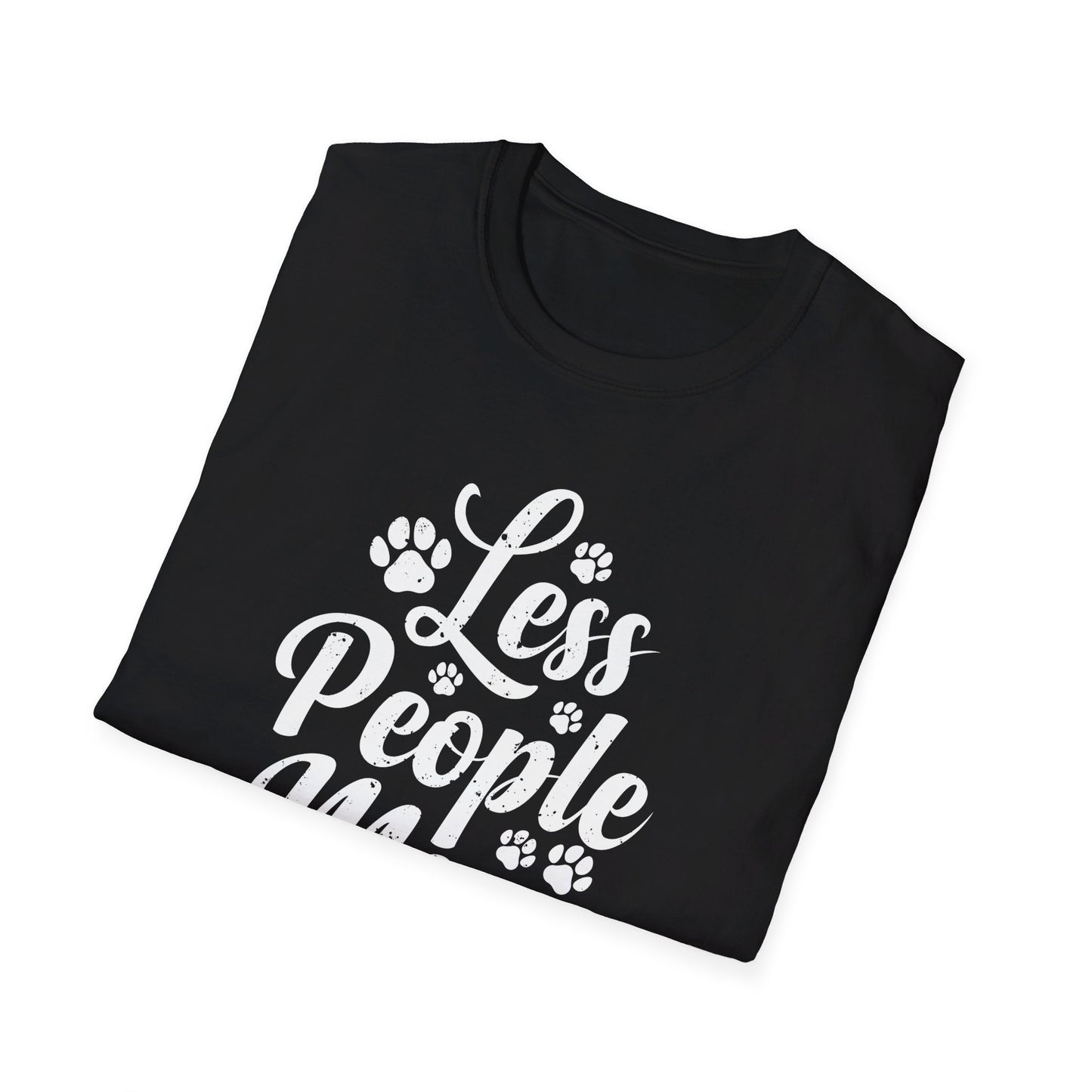 Less People More Cats - Cute Cat Lover Saying with Paw Prints T-Shirt