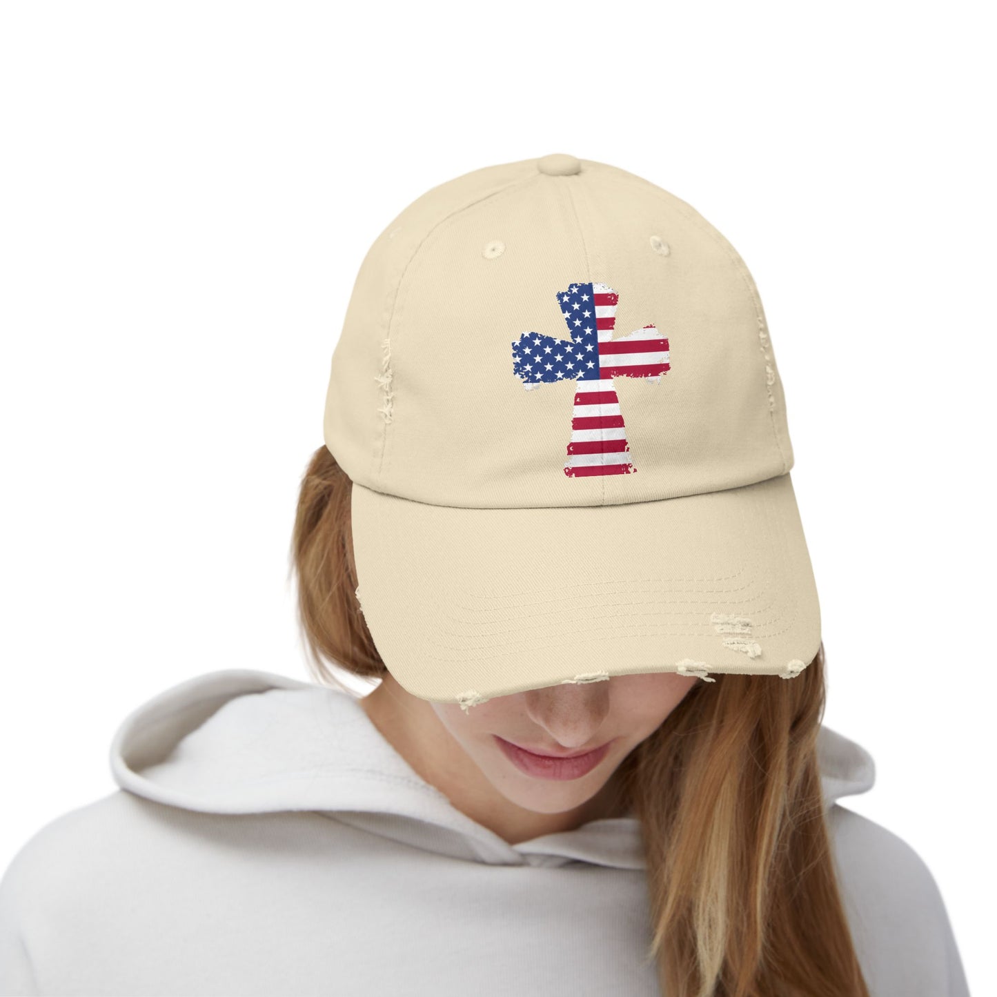 Faith Over Fear American Cross Flag Design Cap